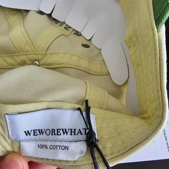 NWT WeWoreWhat Women’s Tennis Club Cotton Hat Court Green & Wheat OS - Picture 8 of 9